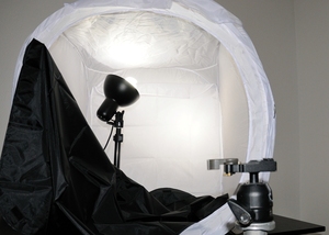 Installation du studio photo avec trépied pour la prise de vue