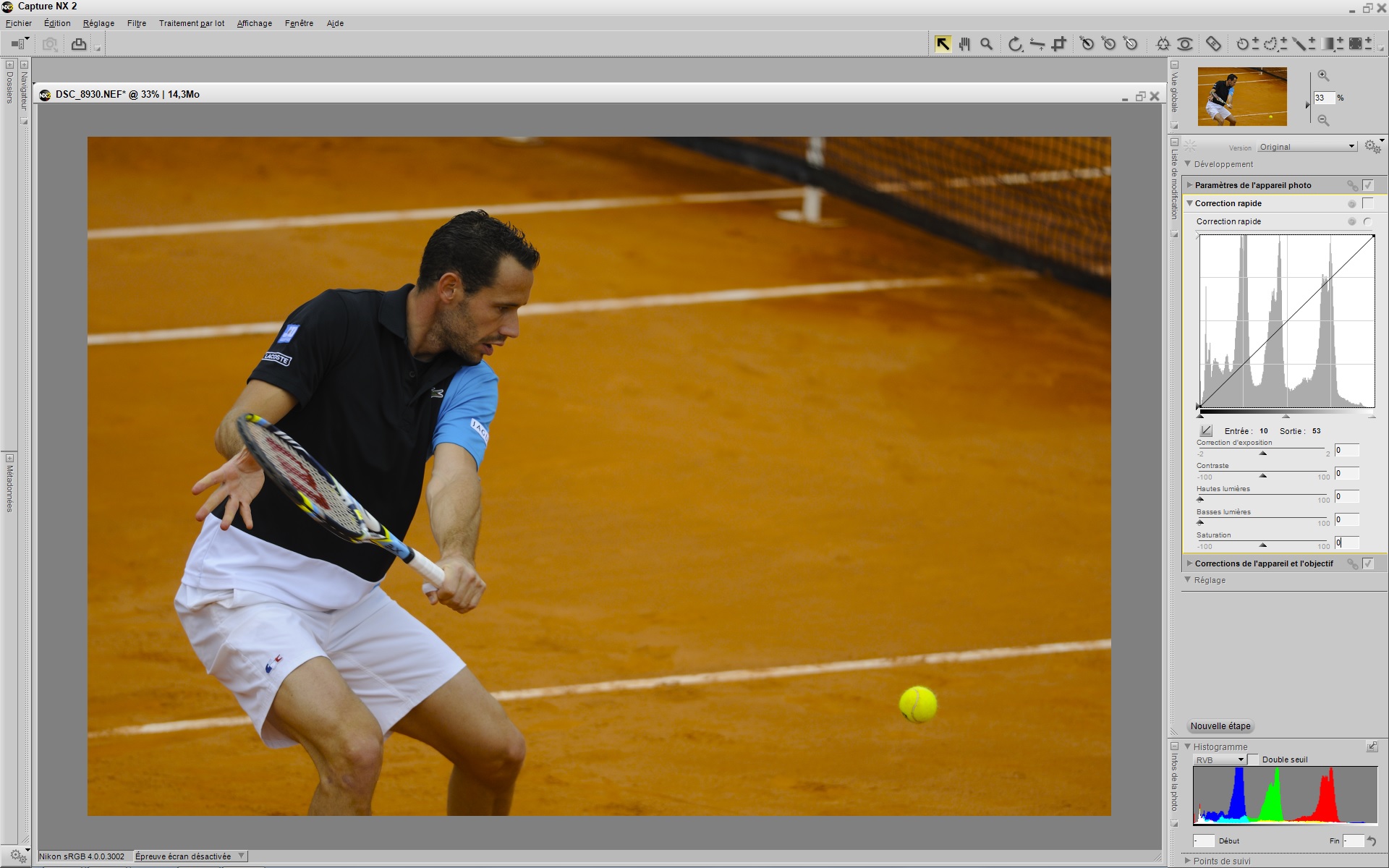 Photos de Michaël Llodra au format RAW avant le post-traitement - Bordeaux Primrose 2013